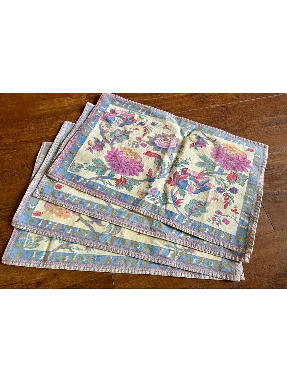 Set of 4 Vintage Floral Fabric Placemats